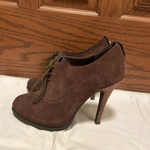 Chinese Laundry Heeled Booties With Laces Brown Suede